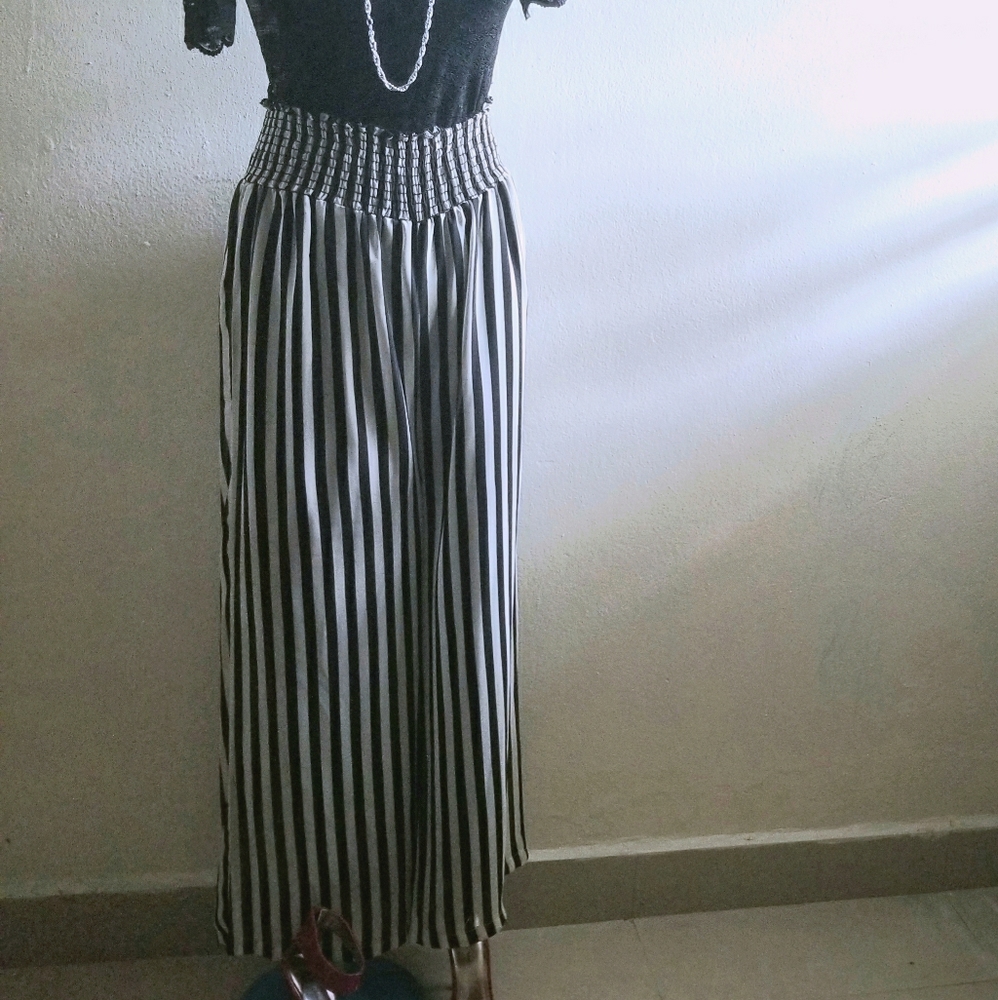 High waist, striped wide leg pants